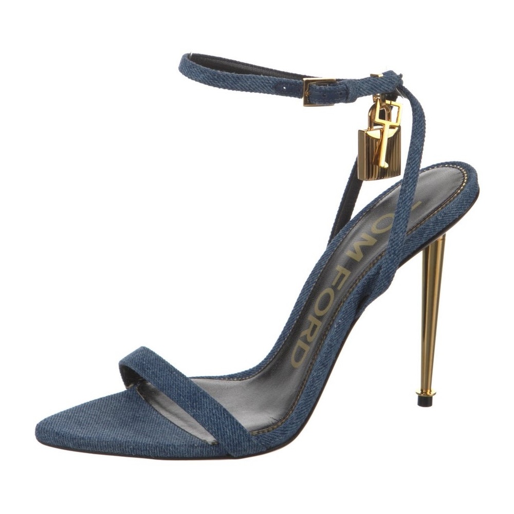 Tom Ford Blue Denim Ankle-Strap Stiletto Sandals